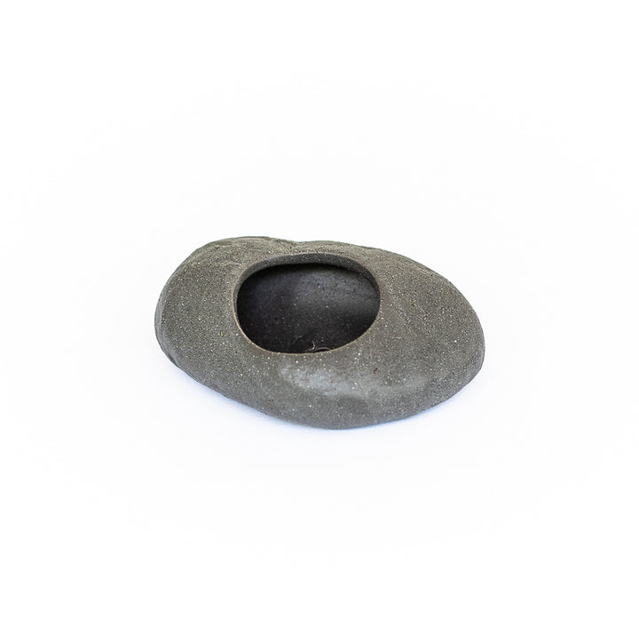 grey ceramic stone plant holder